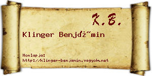 Klinger Benjámin névjegykártya