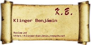 Klinger Benjámin névjegykártya